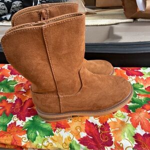 Cat & Jack Brown Faux Suede Zip Boots Little Girls Size 10 New